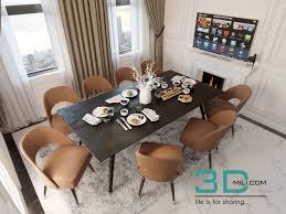 06 Kitchen And Dining Room 3dmax Free Download Room Kitchen Dining Dining Room