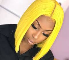 Black And Yellow Hair Color Bright Yellow Hair Color Gives People A Strong Visual Effect Hair Styles Wig Hairstyles Short Straight Hair
