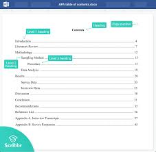 Page numbers on top right. How To Create An Apa Table Of Contents Format Examples