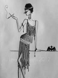 1920s Fashion Illustration Art Deco Flapper Sketch Etsy Art Deco Clothing Art Deco Illustration Ilustration Art