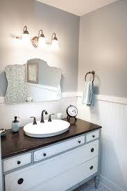 This Is My Latest Bath Remodel I Repurposed An Old Dresser 275 I Found On Craigslist For A Vanity P Tile Bathroom Cottage Bathroom Menards Bathroom Vanity