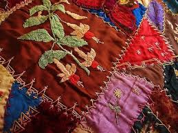 Antique Folk Art Crazy Quilt With Embroidery 458258063 Folk Embroidery Crazy Quilts Hand Embroidery Designs