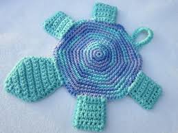 Tortue De Pot De Porte Manique Au Crochet En Blues Tres Robuste Pendaison De Cremaillere Cadeau Mariee Douche Present Decor Ocean Pour Cuisine Ou Salle De Crochet Pattern Crochet Necklace