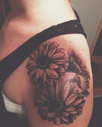 Daisies Sleeve Tattoo Sunflower Tattoos Sunflower Tattoo Shoulder Black And White Sunflower Tattoo