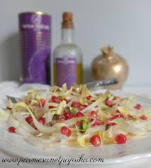 Parmesan Et Paprika Salade D Endives Grenade Pistaches Et Huile D Olive Alziari