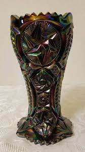 Daisy & button carnival glass bowl smith amethyst glass | etsy. L E Smith Amethyst Carnival Glass Ohio Star Vase Etsy Carnival Glass Blue Carnival Glass Carnival Glassware