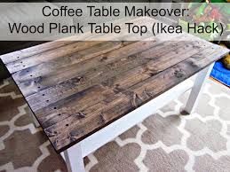 This model is designed to accept a series of planks that are bound together by steel straps on either end, meaning no edge gluing or clamps are required. It S A Long Story Coffee Table Makeover Wood Plank Table Top Ikea Hack