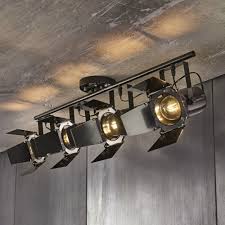 Black Metal Pendant Light With 4 Directional Spotlights Hollywood Maisons Du Monde Metal Ceiling Lighting Metal Pendant Light Black Metal Pendant
