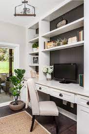 Modern Home Office Interior Design Features Rustic Vintage Close To Ceiling Light Fixture Rustic Home Offices Modern Home Office Office Interior Design