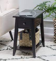 Black End Table With Usb Ports And Power Outlets Chair Side Table Black End Tables End Tables