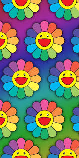 Takashi Murakami Flower Phone Wallpaper In 2020 Murakami Flower Flower Phone Wallpaper Kaws Iphone Wallpaper
