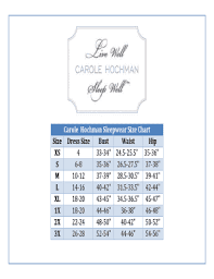 Fillable Online Carole Hochman Sleepwear Size Chart Fax