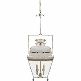 Antique white distressed lantern pendant - Holborn