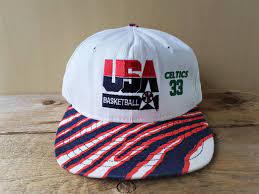 Vintage 1992 Usa Basketball Olympic Dream Team Original Zubaz Snapback Hat Celtics 33 Larry Bird Baseball Cap Large Ajd B Usa Basketball Dream Team Larry Bird
