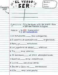 This Hand Drawn Worksheet Provides Students With The Opportunity To Conjugate And Translate The Verb Ser There Are Ten S Verb Ser Worksheets Spanish Sentences