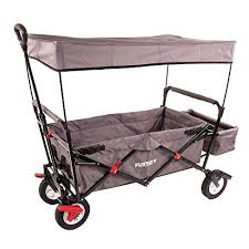 Fuxtec Faltbarer Bollerwagen Ct400gr Grau Klappbar Mit Dach Vorderrad Bremse 4 Grosse Reifen Kippsicher Hecktasche Fur Kinder Ge Bollerwagen Sonnendach Fuxtec