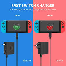 If the nintendo switch's battery dies and doesn't receive a charge for a long time, it can take a while to respond to an adapter when it is finally plugged in again. Switch Charger For Nintendo Switch Ac Adapter Charger For Nintendo Switch Power Adapter Fast Charging Portable Charger 15v 2 6a Support Tv Mode And Dock Switch Lite Charger With 5ft Type C Cable Amazon