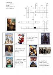 Enchanted, tinkerbell and pirates of the caribbean. Movies Crossword Esl Worksheet By Andressa