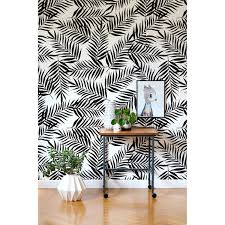 Black Tropical Palm Leaves Removable Wallpaper Monochrome Floral Wall Mural Roll Ebay Make your home cozy with unique floral patterns. usd