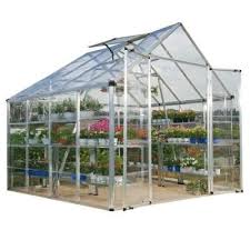 Palram Snap And Grow 8 Ft X 8 Ft Silver Polycarbonate Greenhouse 701371 The Home Depot Polycarbonate Greenhouse Hobby Greenhouse Greenhouse