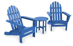 Classic 3 Pc Adirondack Set Pacific Blue Outdoor One Kings Lane Adirondack Set Classic Patio Seating Sets Adirondack Chair Patio Seating