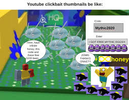 Several codes give wildly different things in return. Beeswarm Youtube Clickbait Thumbnails Be Like Beeswarmsimulator