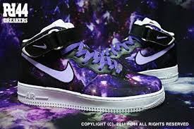 Custom Galaxy Black Air Forces Nike Air Force 1 Mid Galaxy Force Customs By Pd44 Sneakernews Com Nike Air Shoes Nike Heels Girls Sneakers