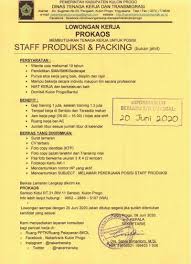 Klik link info lowongan lainnya pabrik tas, konveksi tas, tas seminar, custom tas. Disnakertrans Lowongan Staff Produksi Dan Packing Di Prokaos Sentolo Kulon Progo