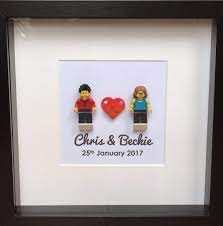 Lego Couple With Lego Heart Customised Personalised Minifigures Frame Creatief Verloving Lego