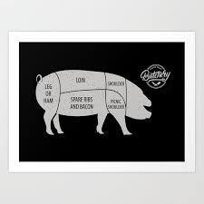 pig butcher chart art print by mxdmediem