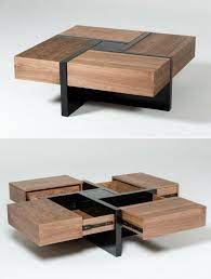 Lipscomb Coffee Table Has Four Hidden Drawers That Form Its Top Tea Table Design Modern Square Coffee Table Coffee Table Design Modern