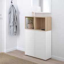 Eket Storage Combination With Feet White White Stained Oak Effect Width 27 Ikea Eket Ikea Eket Ikea