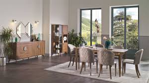 Evinin ihtişamlı görünmesine inananlara dekorasyonda farklılık arayanlara özel tasarlanan ve sunulan avangarde yemek odası modelleri ile salonunuz saray görünümünden esinlenerek dekore olsun ve sizleri şaşırtsın istiyoruz. Loren Yemek Odasi Takimi Bellona Mobilya