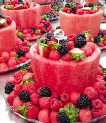 Melon Cake By Fruitful Day 2 Tier Fruitful Day In 2021 Fresh Fruit Cake Melon Cake Fruit Recipes