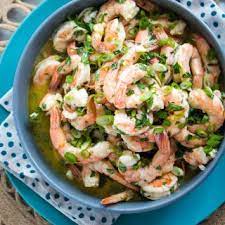 Shrimp marinated in lemon, garlic, and parsley for 30 minutes, then grilled. Marinated Shrimp
