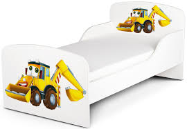 Tolles geliebtes bagger bett abzugeben. Holz Funktionsbett Fur Kinder Herr Bagger Kinderbett Mit Matratze Und Lattenrost 140 70 Cm Leomark De