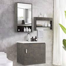 Learn how to create custom cabinets for your specific needs like this. Amazon Com Tangkula Wall Mounted Bathroom Vanity Set Modern Bathroom Vanity Sink Set Storage Cabinet Combinations With Mirror Door Mirror Cabinet Side Storage Rack Main Cabinet Grey Faucet Not Included Kitchen Dining
