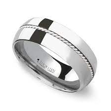 Twisted Domed Tungsten Men S Band With Silver Cable Inlay Engagement Ring White Gold Tungsten Engagement Rings Mens Wedding Bands Tungsten
