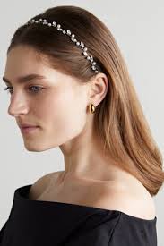 Jennifer Behr + Net Sustain Lina Silver-tone Swarovski Crystal And Faux  Pearl Headband