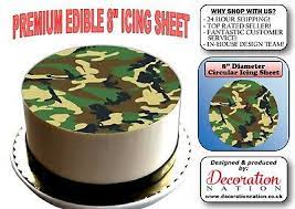 Army cake design icing / military cake so cute for when the troops come back home army cake army birthday cakes military cake : Home Garden Edible Round Cake Topper Army Birthday Wafer Sheet Icing Sheet 933 Cake Toppers