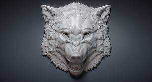 Angry Roaring Wolf Head 3d Max Sculpture Digital Sculpture Wolf Head