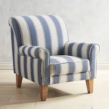 Lyndee Blue White Striped Chair Striped Chair Blue Striped Chair Rolled Arm Chair