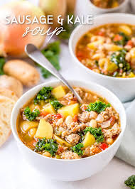 This Yummy Sausage Kale Soup Recipe Is Made In One Pot And Is Loaded With Sausage Onions Potatoes White Be In 2020 Sausage And Kale Soup Kale Soup Recipes Kale Soup