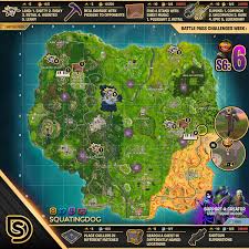 These landmarks have the same purple substance that's in the center crater, along with some new flora and a rock formation. Fortnite Season 6 Week 6 Challenges List Cheat Sheet Locations Solutions Pro Game Guides
