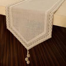 Linen Jute Lace Table Runner Jute Lace Embroidered On Linen Etsy Table Runners Cuval Bezi Kirlent