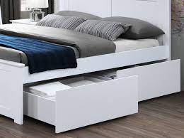 Coco White Queen Bed With 4 X Storage Drawers Hardwood Frame White Queen Bed White Queen Bed Frame Bed Frame With Storage