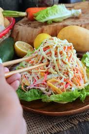 Easy Kani Salad With Mango Foxy Folksy Recipe Kani Salad Japanese Kani Salad Recipe Japanese Salad Recipes
