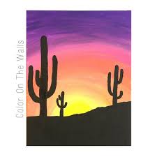 Sunset Cactus Painting By Coloronthewalls Kunstmalerei Kunstproduktion Leinwandkunst