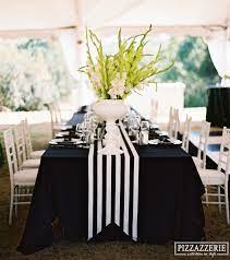 Start with a basic white tablecloth and. My Wedding Black White Striped Tablescapes Black Tablecloth Black White Wedding Black White Parties