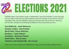 John's Labour blog: Last Chance to vote in UNISON National Labour Link  elections 2021 - Ballot closes Wed 13 October 5pm